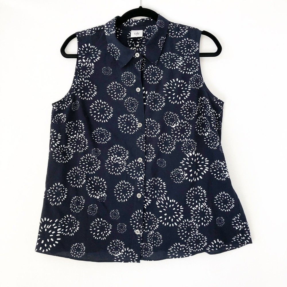 Cabi Medium Sleeveless Dandelion Wish Top Blouse Navy Blue #5215